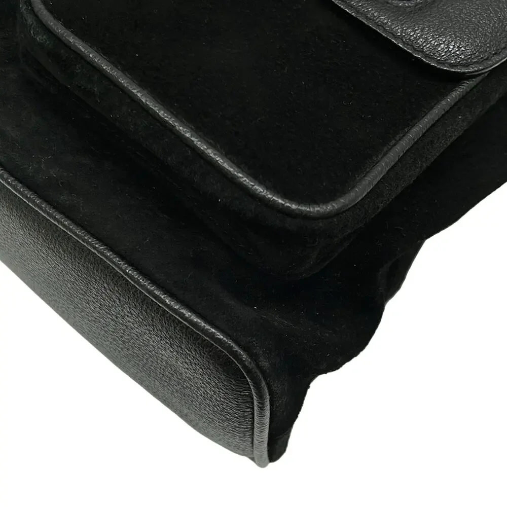 Gucci Bamboo Backpack Black Brown Suede Leather